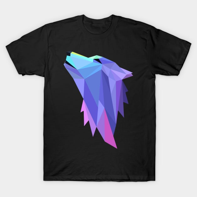 Wolf Polygon Purple Howling Beautiful T-Shirt by TeesHood